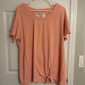 Peach Short Sleeve Knot-Front Tee